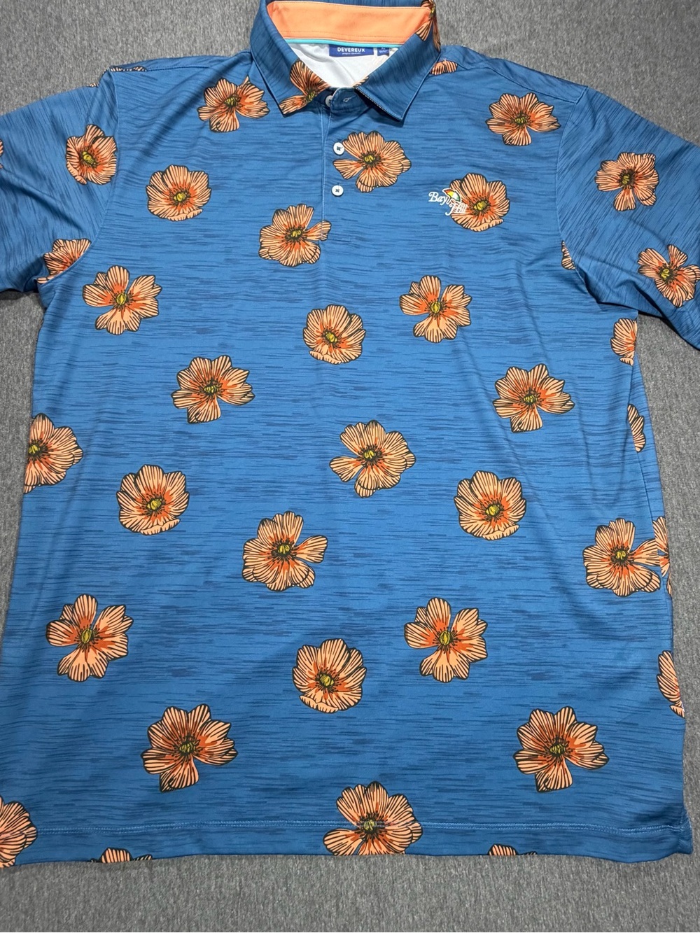 Devereux Bay Hill Golf Polo Men’s XL Blue Arnold Palmer Floral Short Sleeve